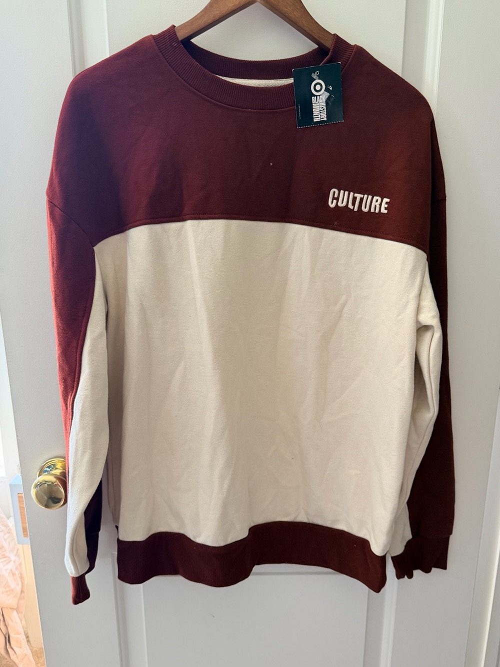 Target Women’s Cowl & Turtleneck Pullover Sweater in Burgundy and Cream